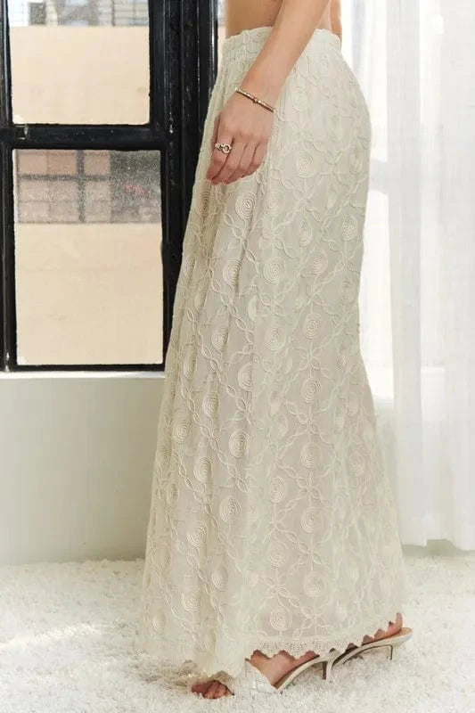 ADORA ADORA Elastic Waist Applique Maxi Skirt