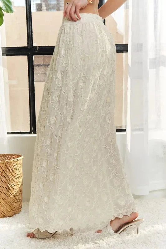 ADORA ADORA Elastic Waist Applique Maxi Skirt