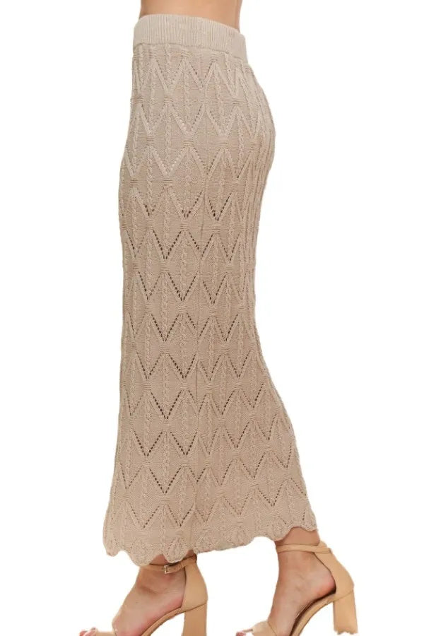 ADORA ADORA Scallop Trim Detail Knit Skirt