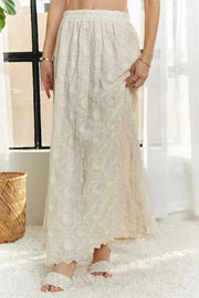 ADORA BEIGE / S ADORA Elastic Waist Applique Maxi Skirt