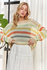 ADORA Knit Tops MULTI STRIPE / S ADORA Stripe Long Sleeves Knit Top