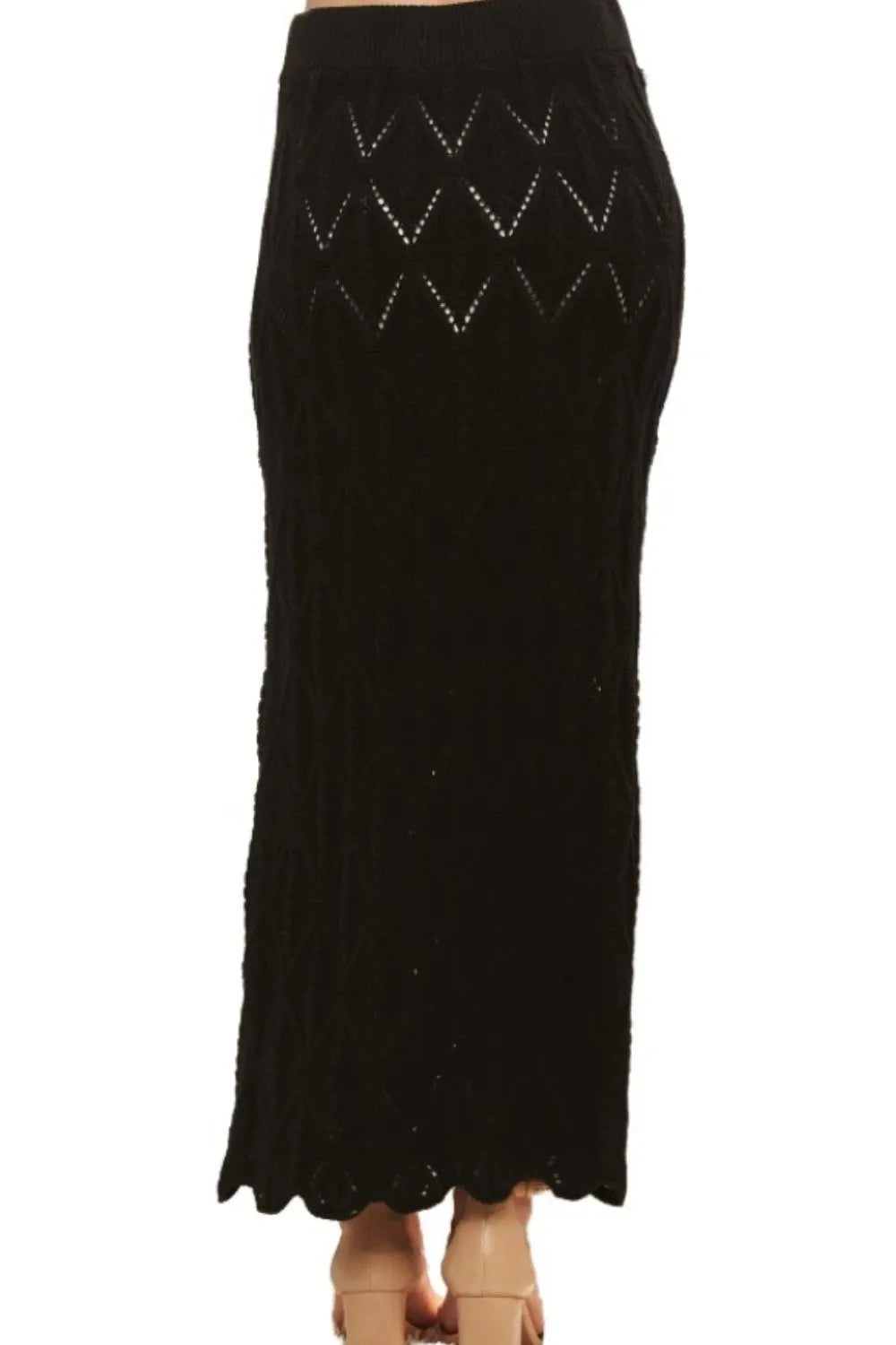 ADORA Sweater Dresses ADORA Scallop Trim Detail Knit Skirt