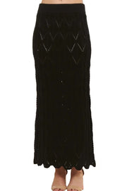 ADORA Sweater Dresses BLACK / S ADORA Scallop Trim Detail Knit Skirt