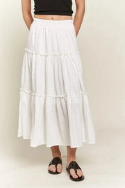 ADORA WHITE / S ADORA Rhinestone Accent Tiered Skirt