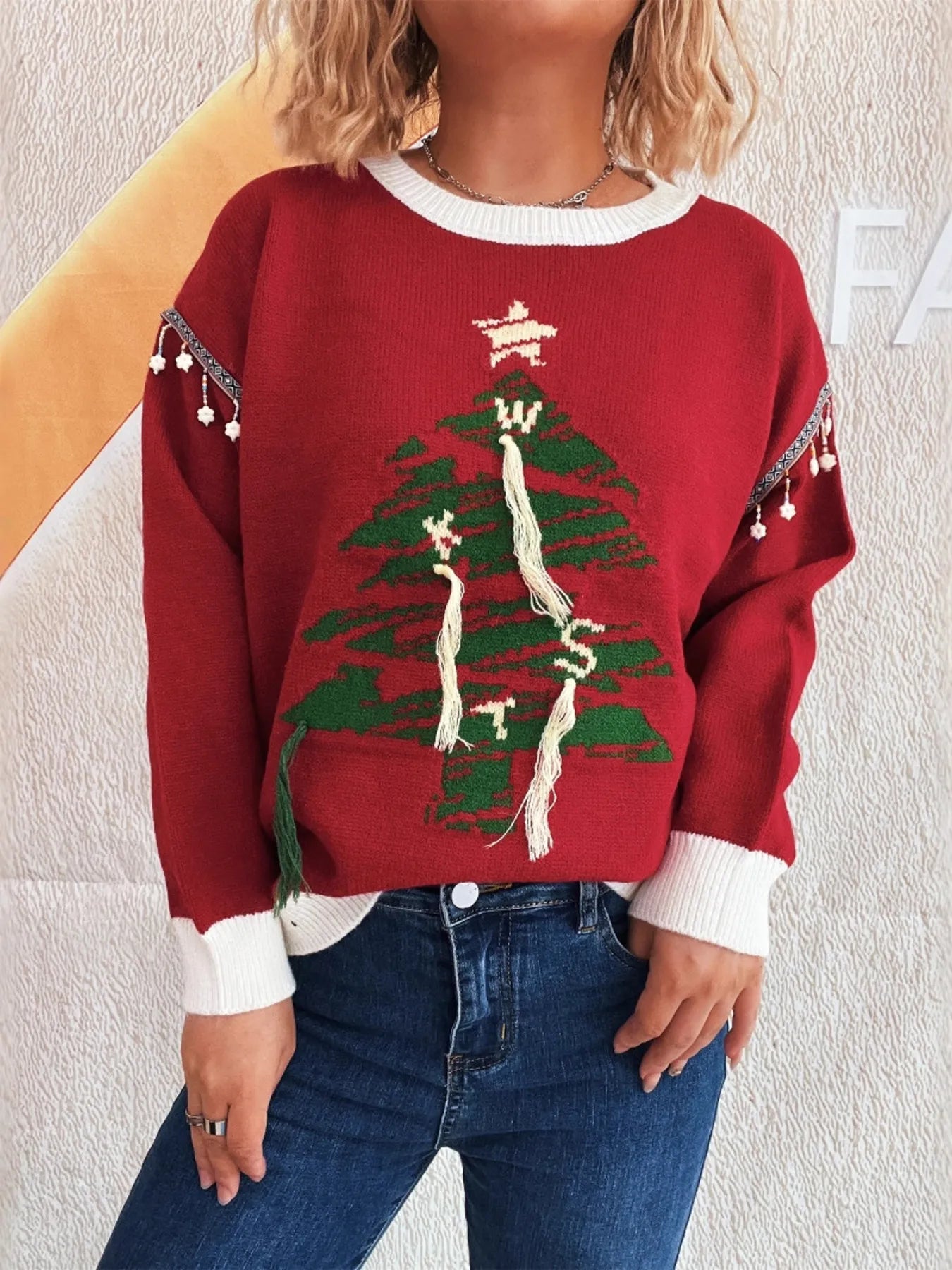 Christmas Tree Long Sleeve Sweater - Fashorio