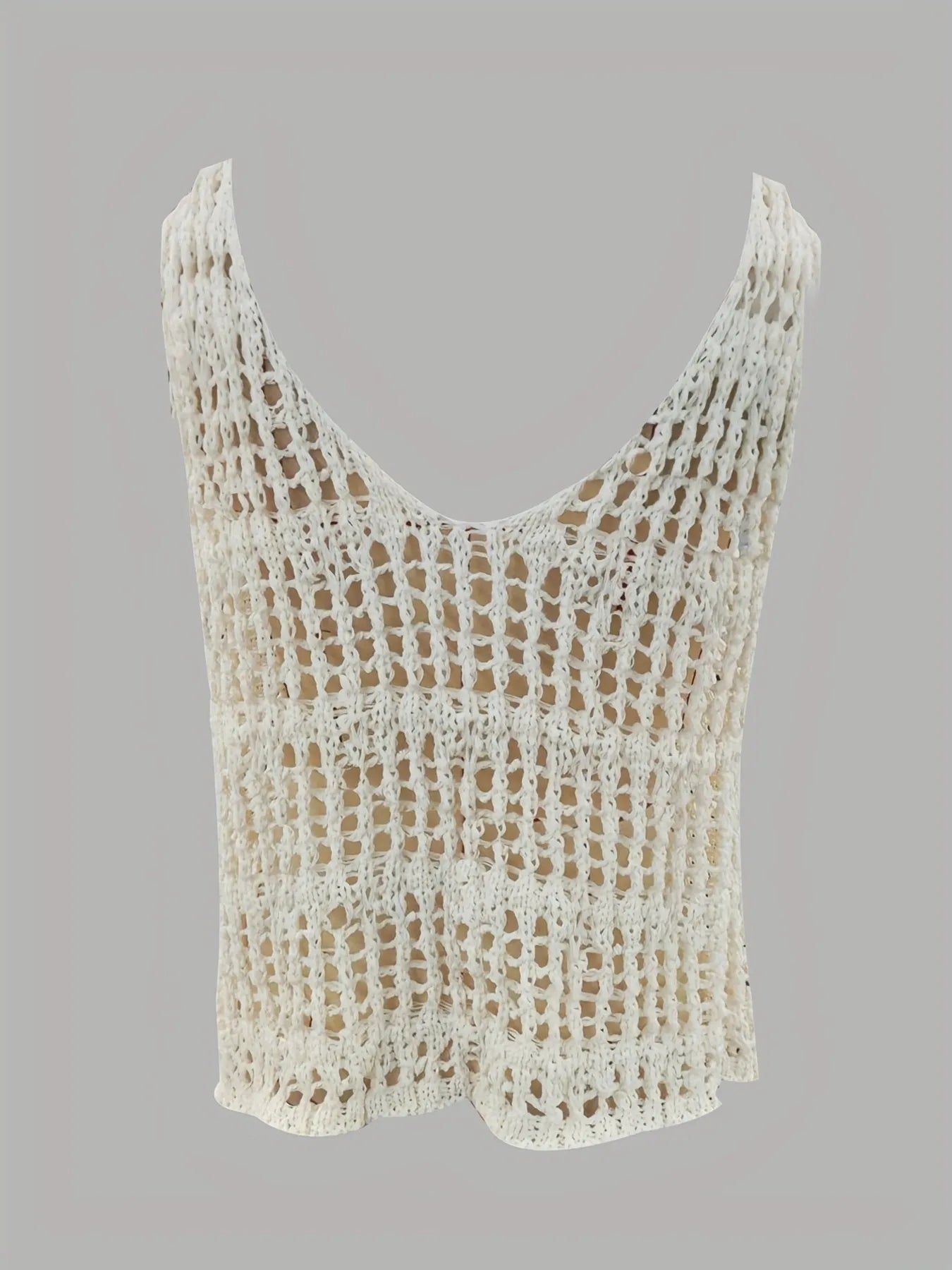 Crochet Knit V-Neck Sweater Vest - Fashorio