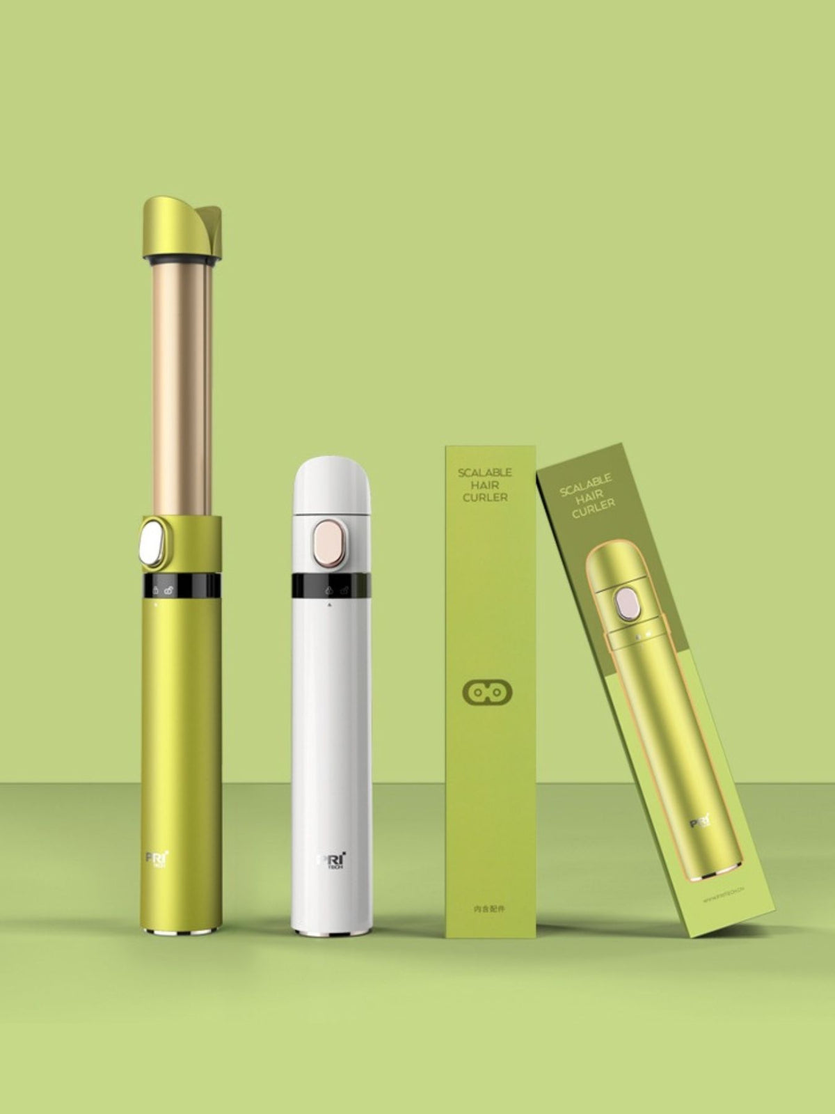 Portable curling iron in yellow green