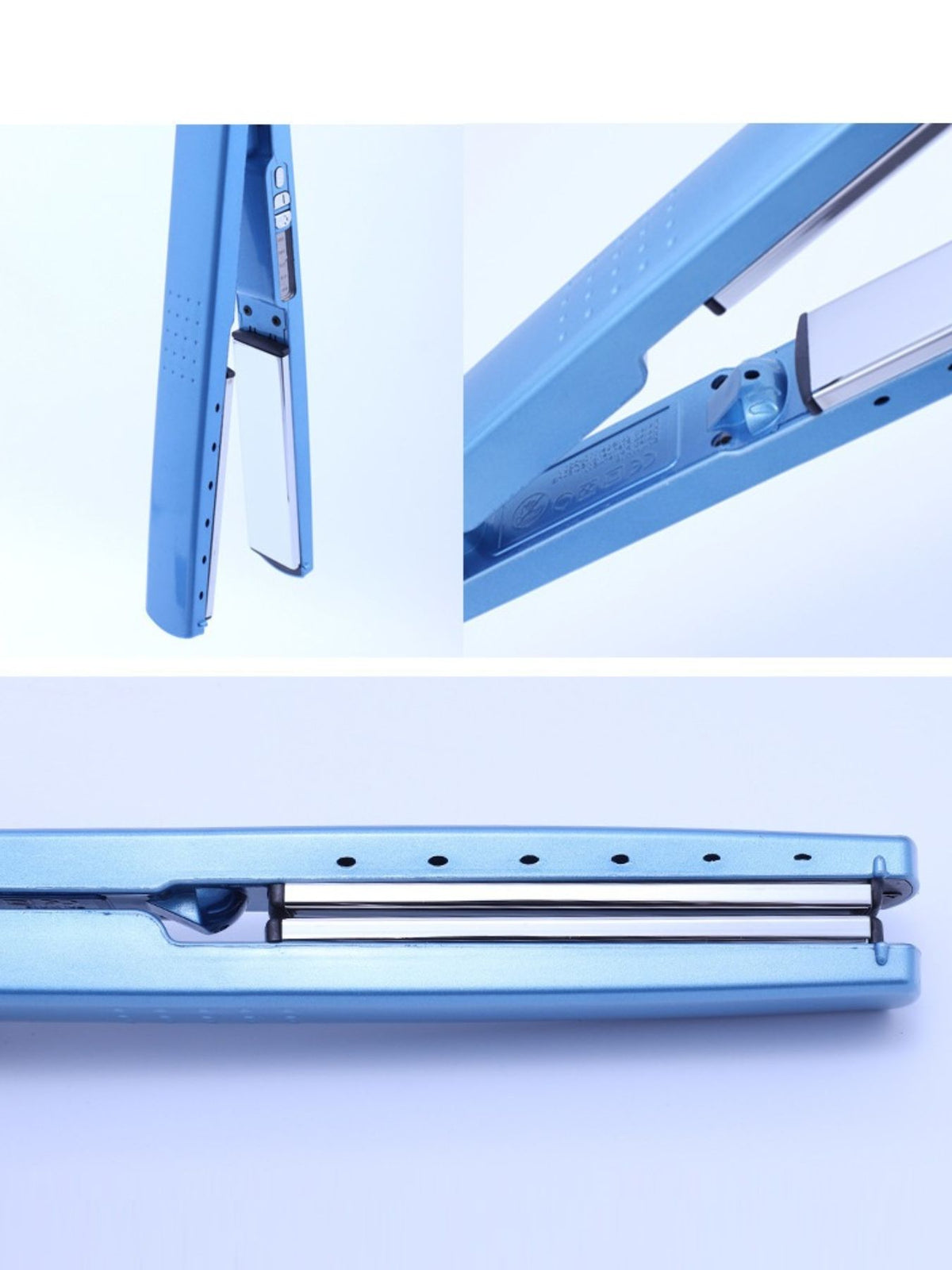 Hair straightener ceramic plates close up