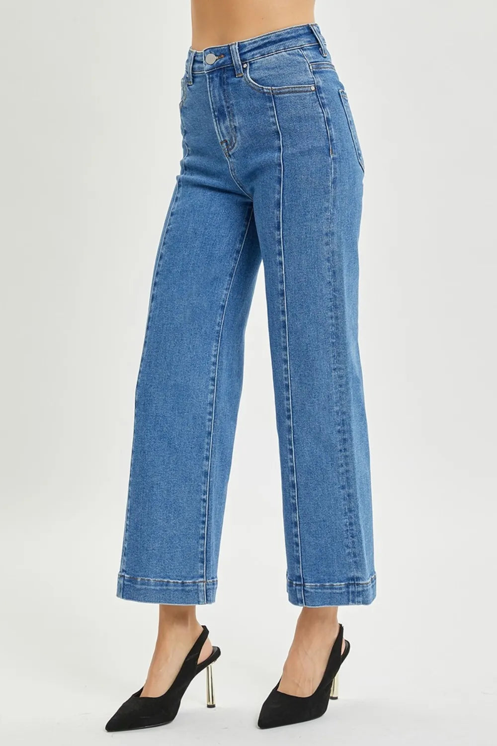 RISEN Full Size High Rise Wide Leg Jeans – Retro Flare Denim - Fashorio