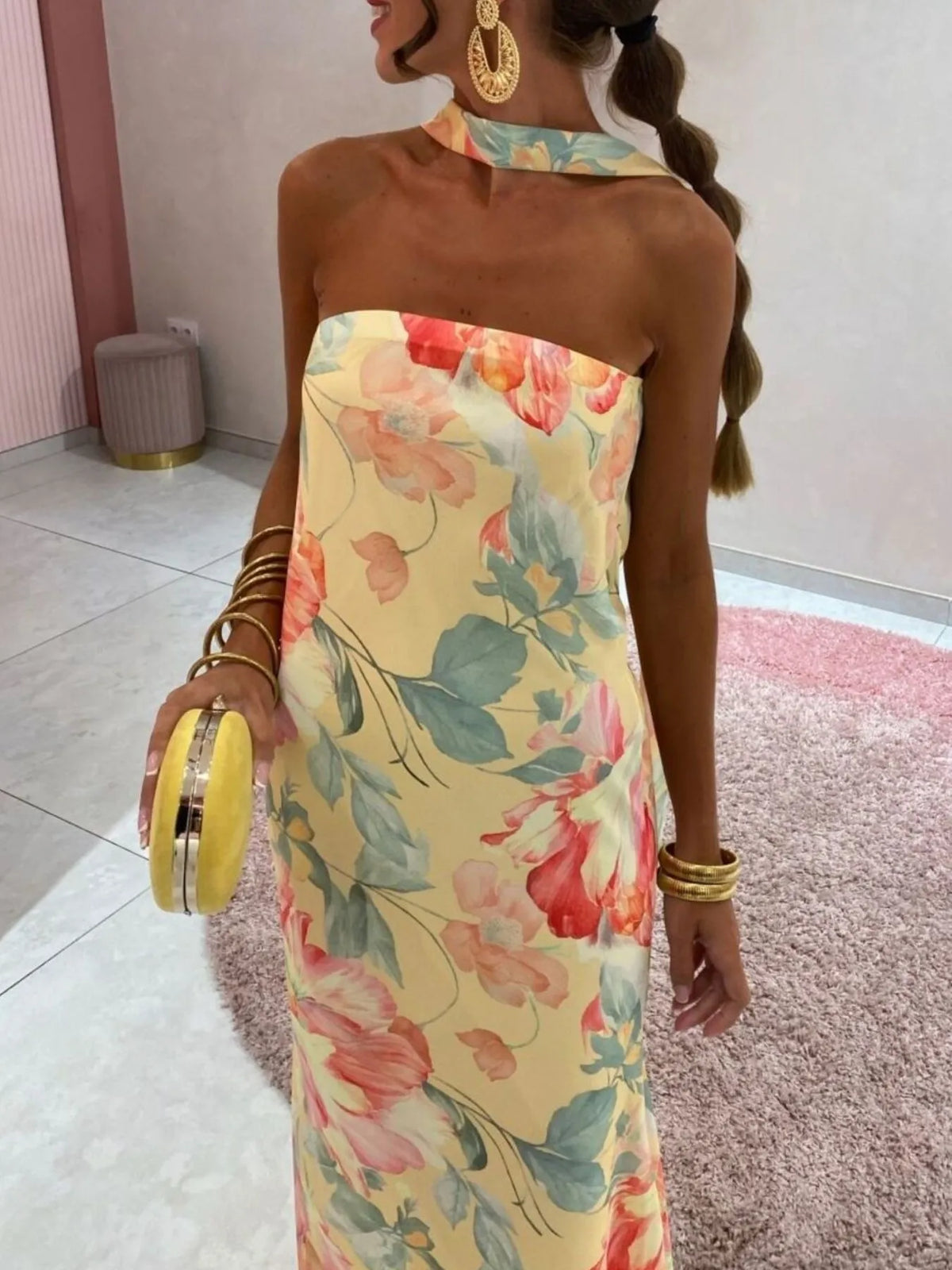 Printed tube maxi dress view 21