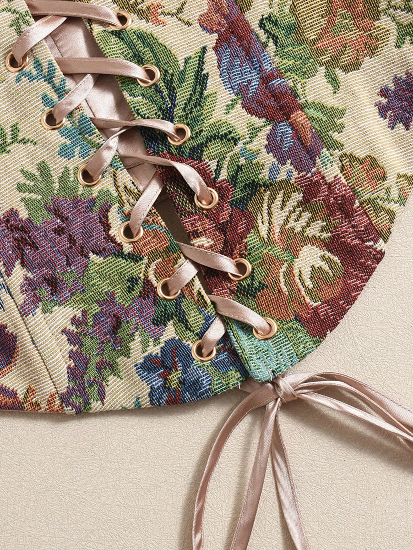 Floral Print Lace Up Tube Top - Fashorio