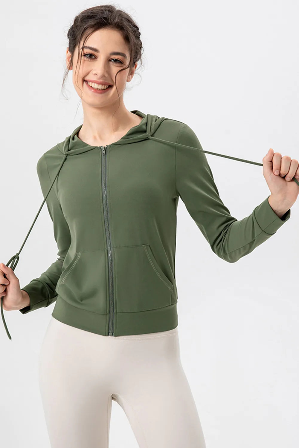 Zip up jacket in matcha green