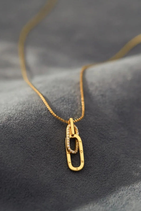925 Sterling Silver Inland Zircon Necklace Gold One Size - Fashorio