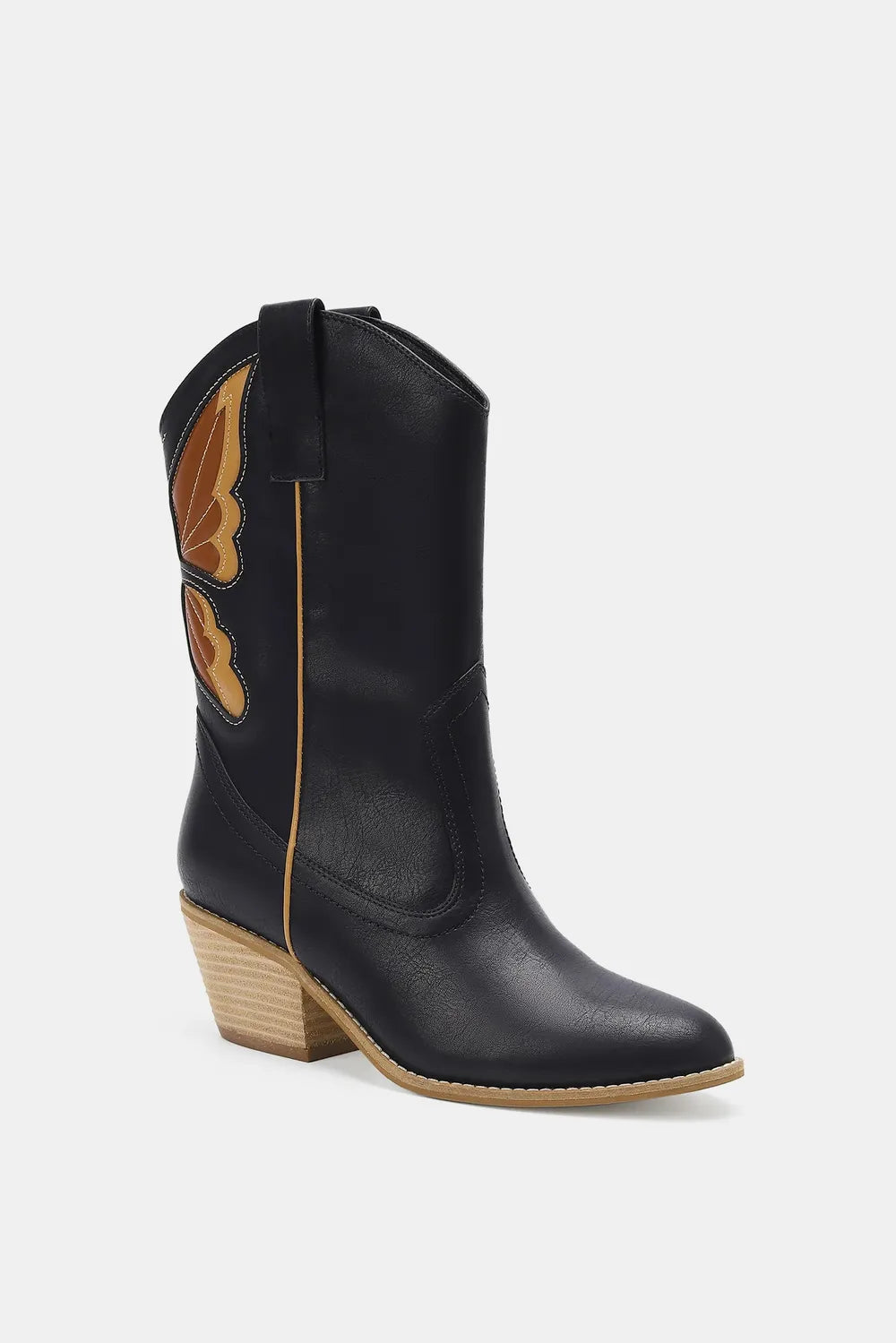 Butterfly cut out point toe boots back view
