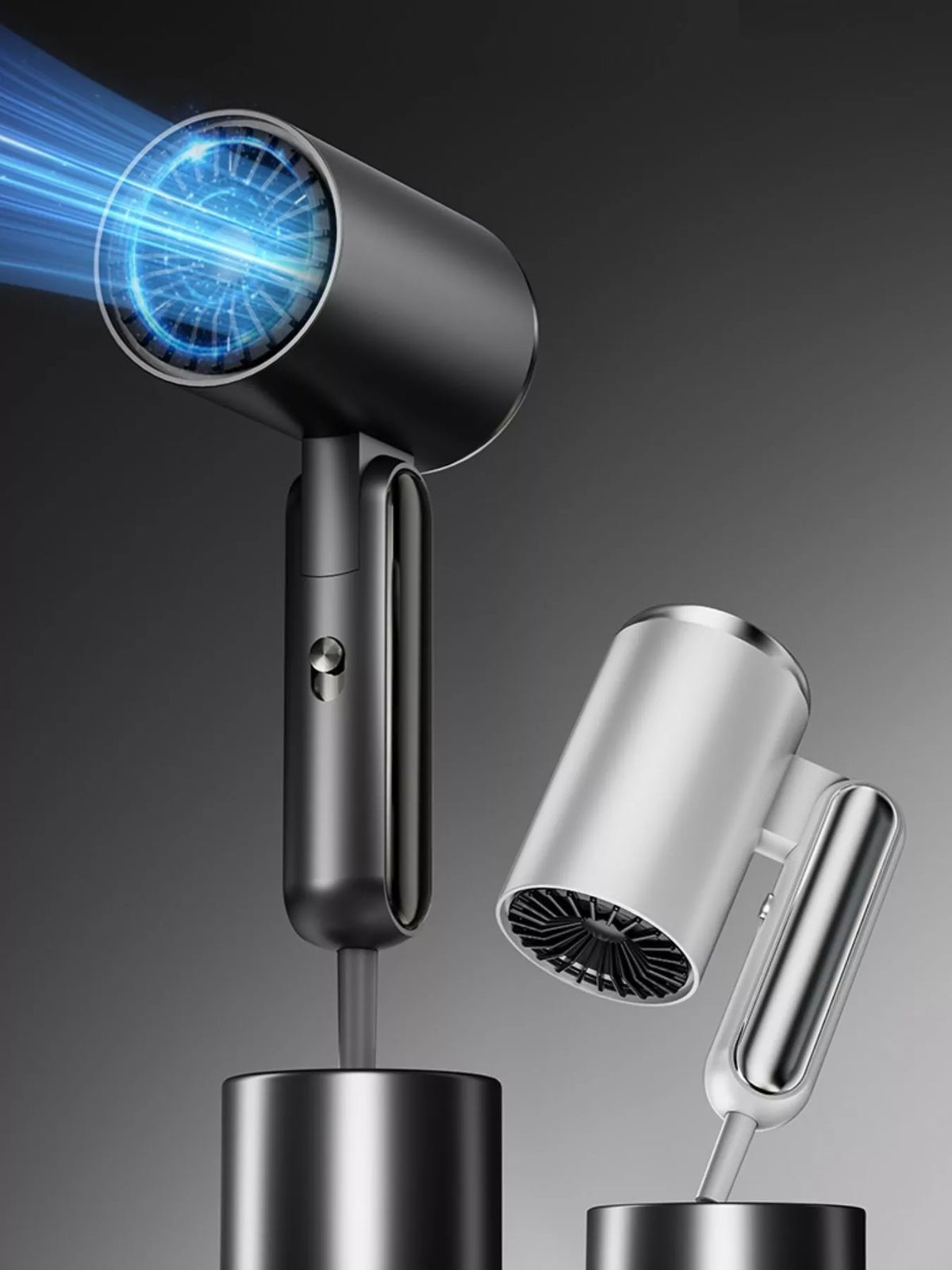 Portable negative ion hair dryer in white