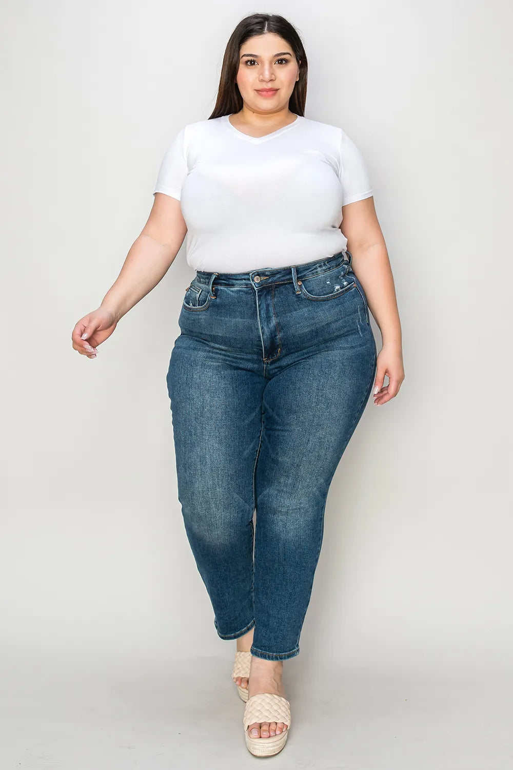 Judy Blue Full Size Tummy Control High Waist Slim Jeans - Fashorio