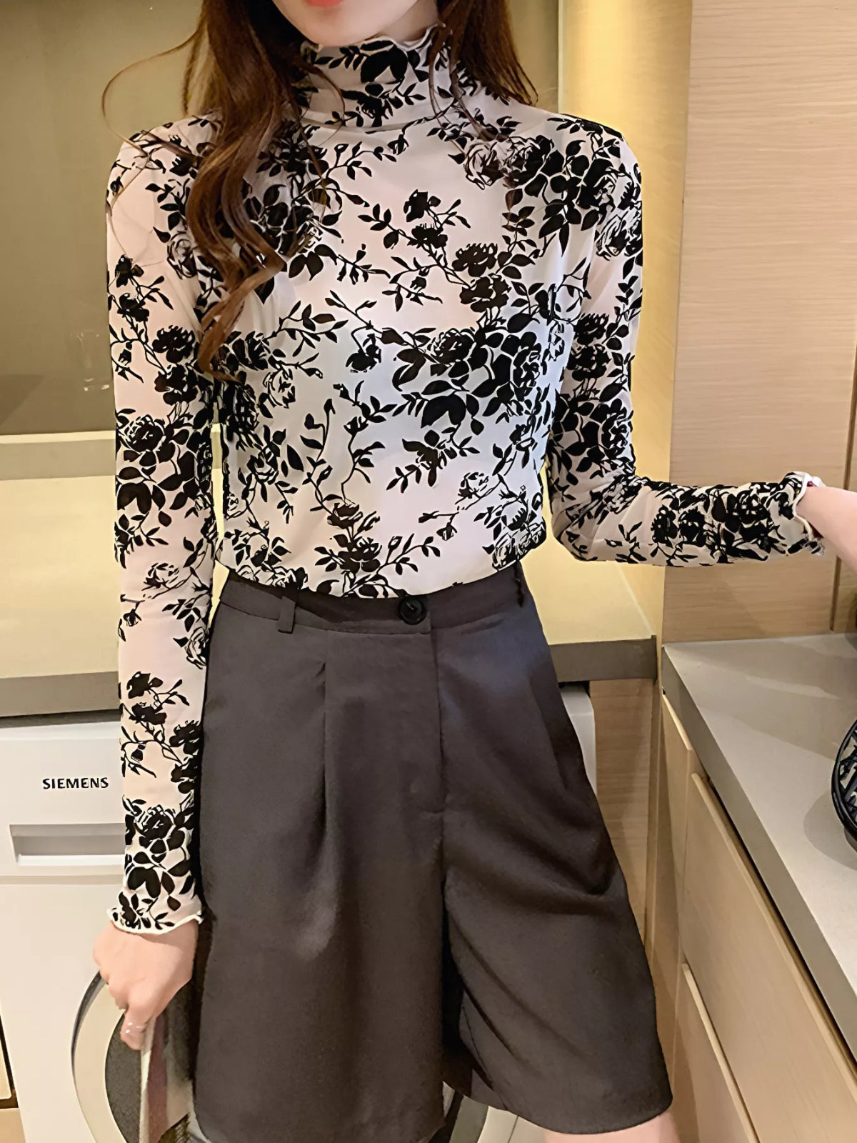 Floral Sheer Turtleneck Top view 7