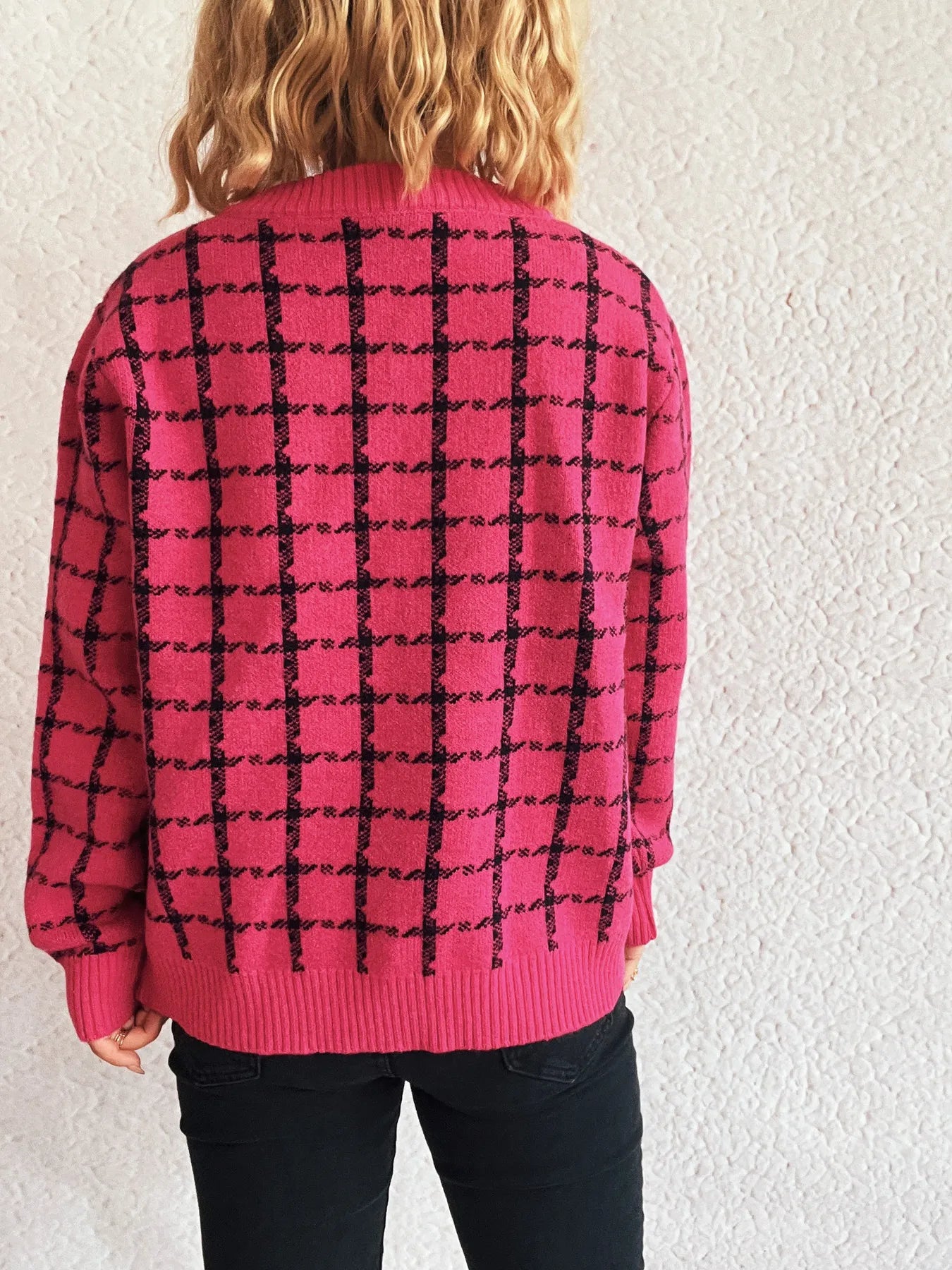 Plaid Pattern Zip Up Cardigan - Fashorio