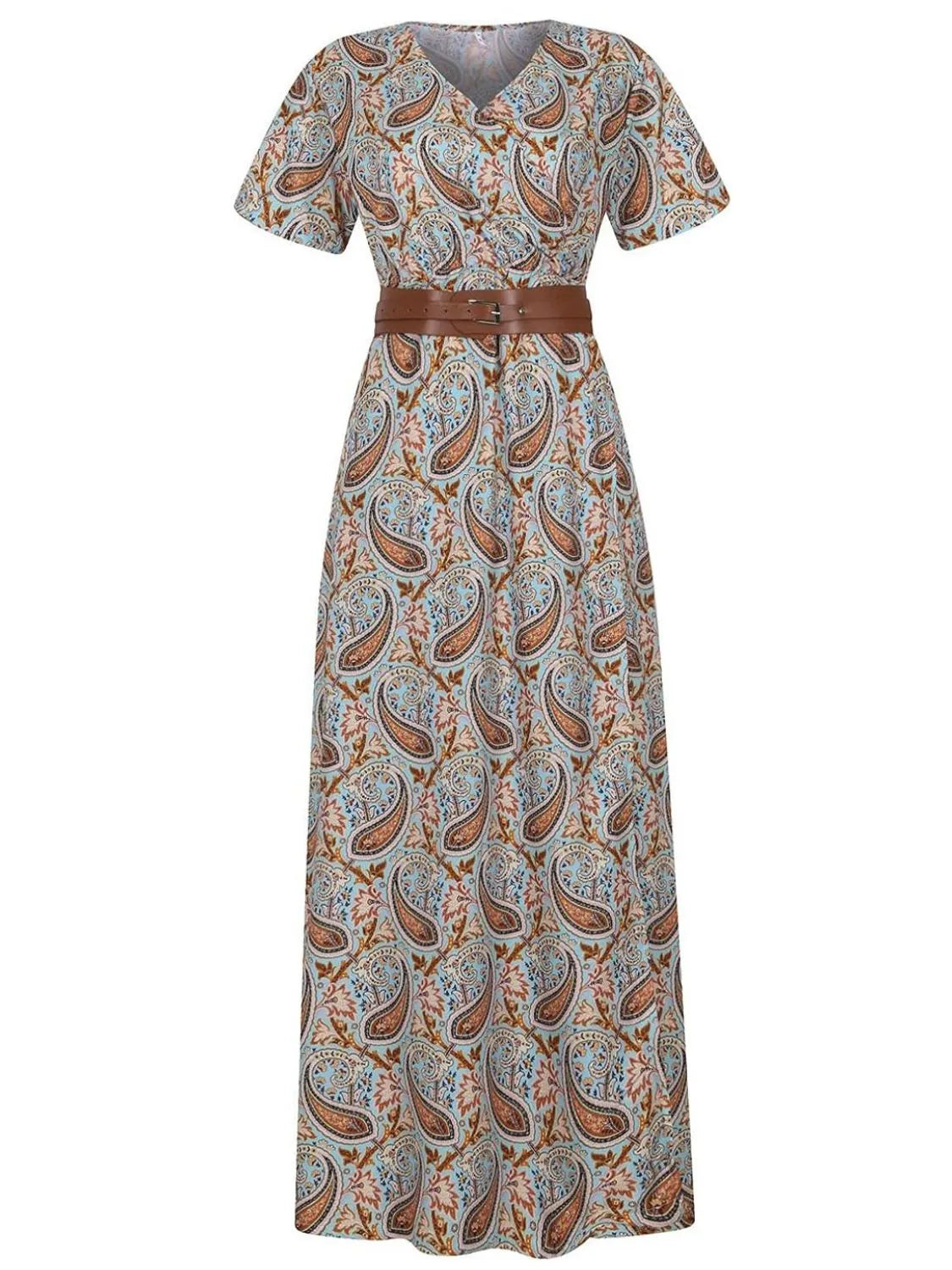 Printed V Neck Short Sleeve Maxi Dress detail view