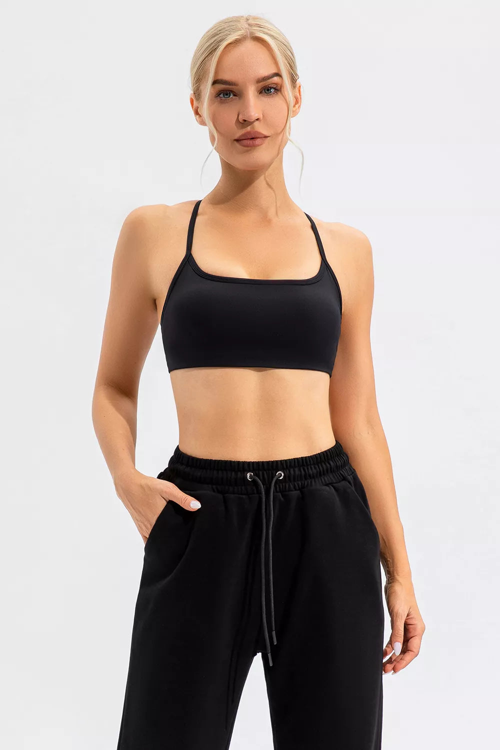 Crisscross Spaghetti Strap Active Cami styled on model 18