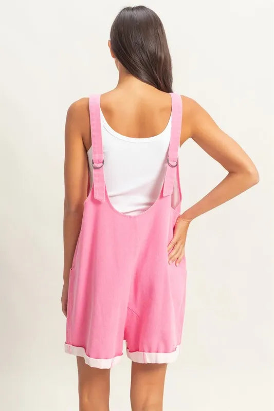V Neck Pocket Detail Romper side view