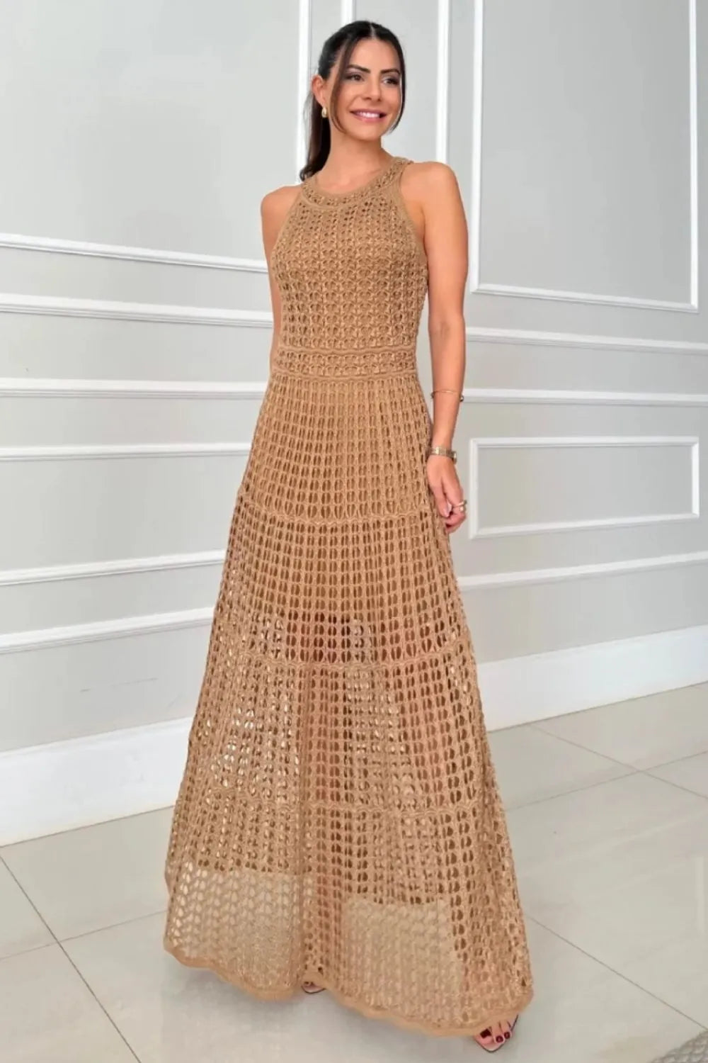 Hollowed out maxi dress side view