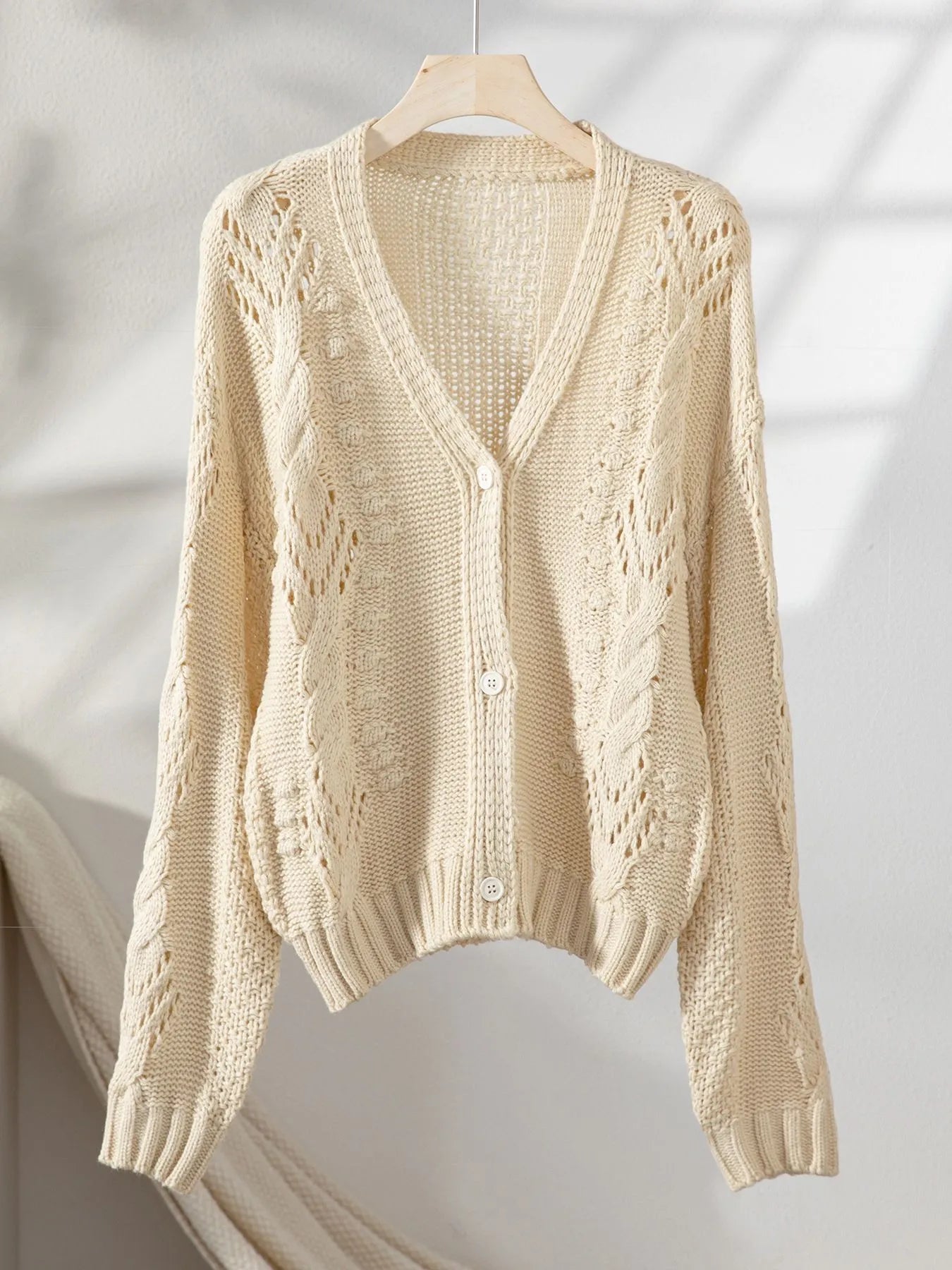 Chunky Cropped Button-Up Sweater Cardigan - Fashorio