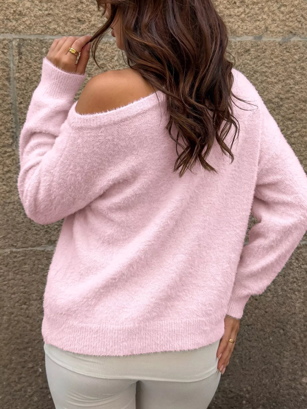 Fluffy Soft Knit Long Sleeve Sweater, view 7