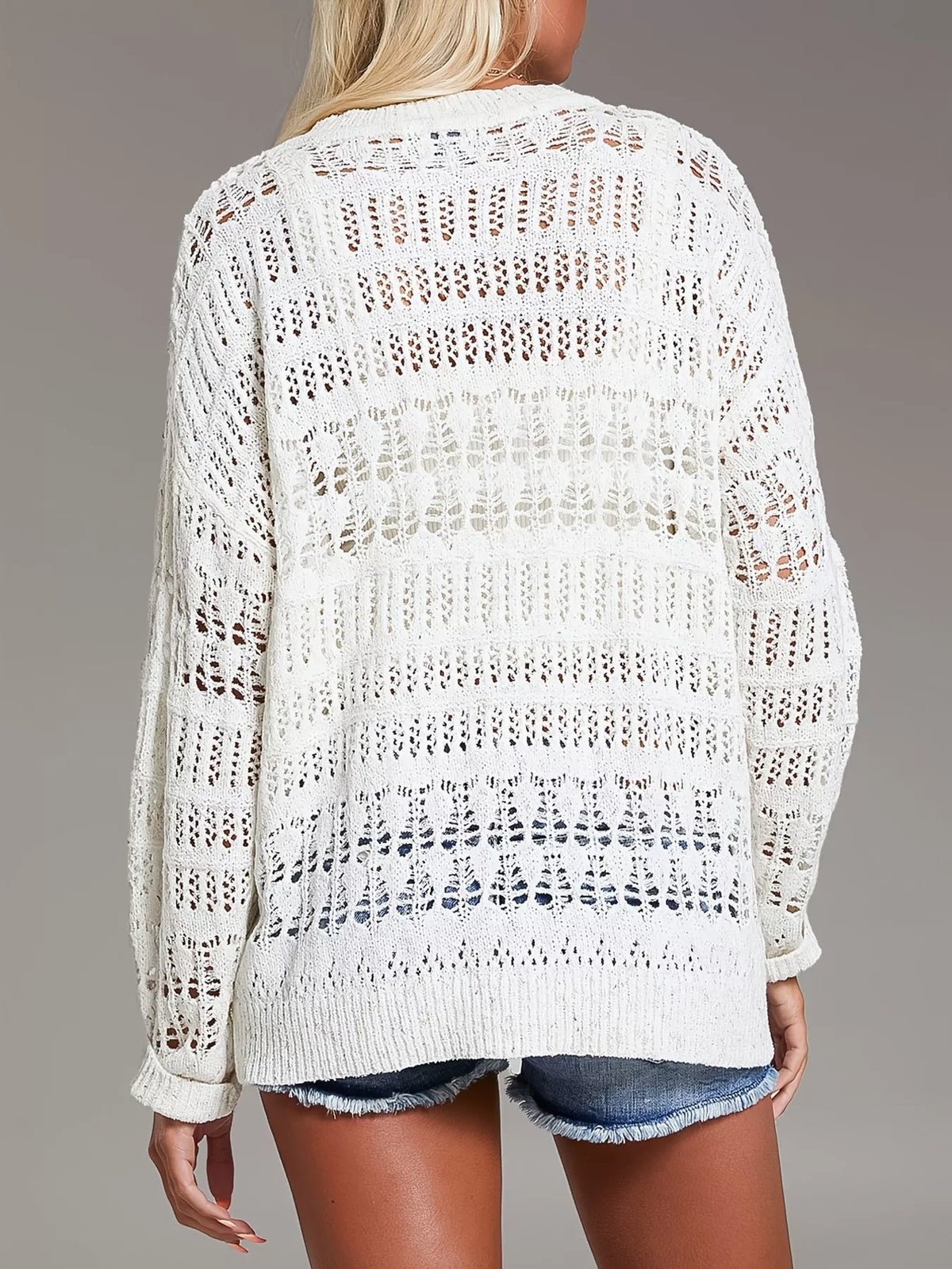 Airy white knit cover up back view