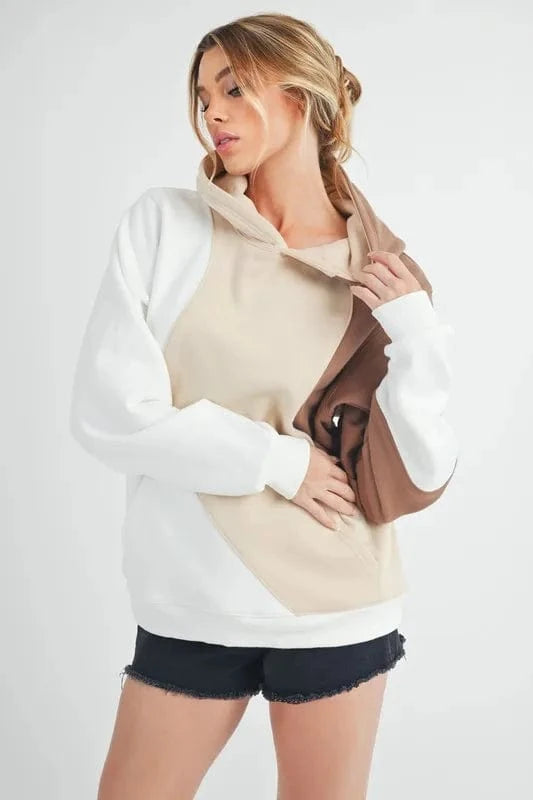 Aemi+Co Sweatshirts & Hoodies Aemi + Co Color Block Hoodie with Kangaroo Pocket