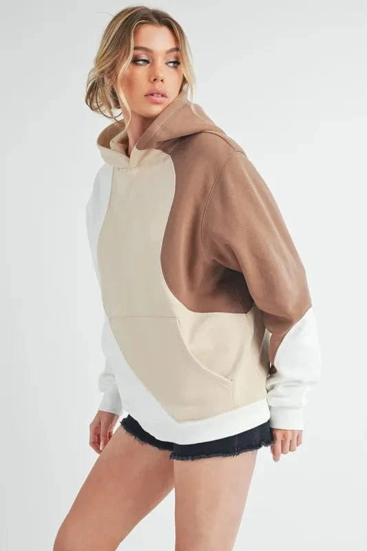 Aemi+Co Sweatshirts & Hoodies Aemi + Co Color Block Hoodie with Kangaroo Pocket