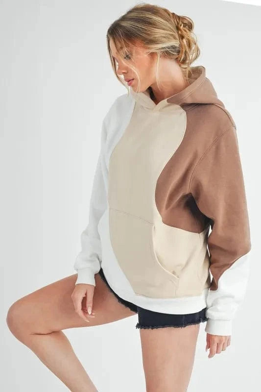 Aemi+Co Sweatshirts & Hoodies Aemi + Co Color Block Hoodie with Kangaroo Pocket