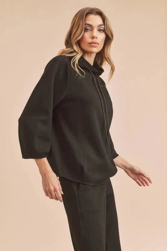 Aemi+Co Sweatshirts & Hoodies Aemi + Co Lightweight Drawstring Mock Neck Sweatshirt