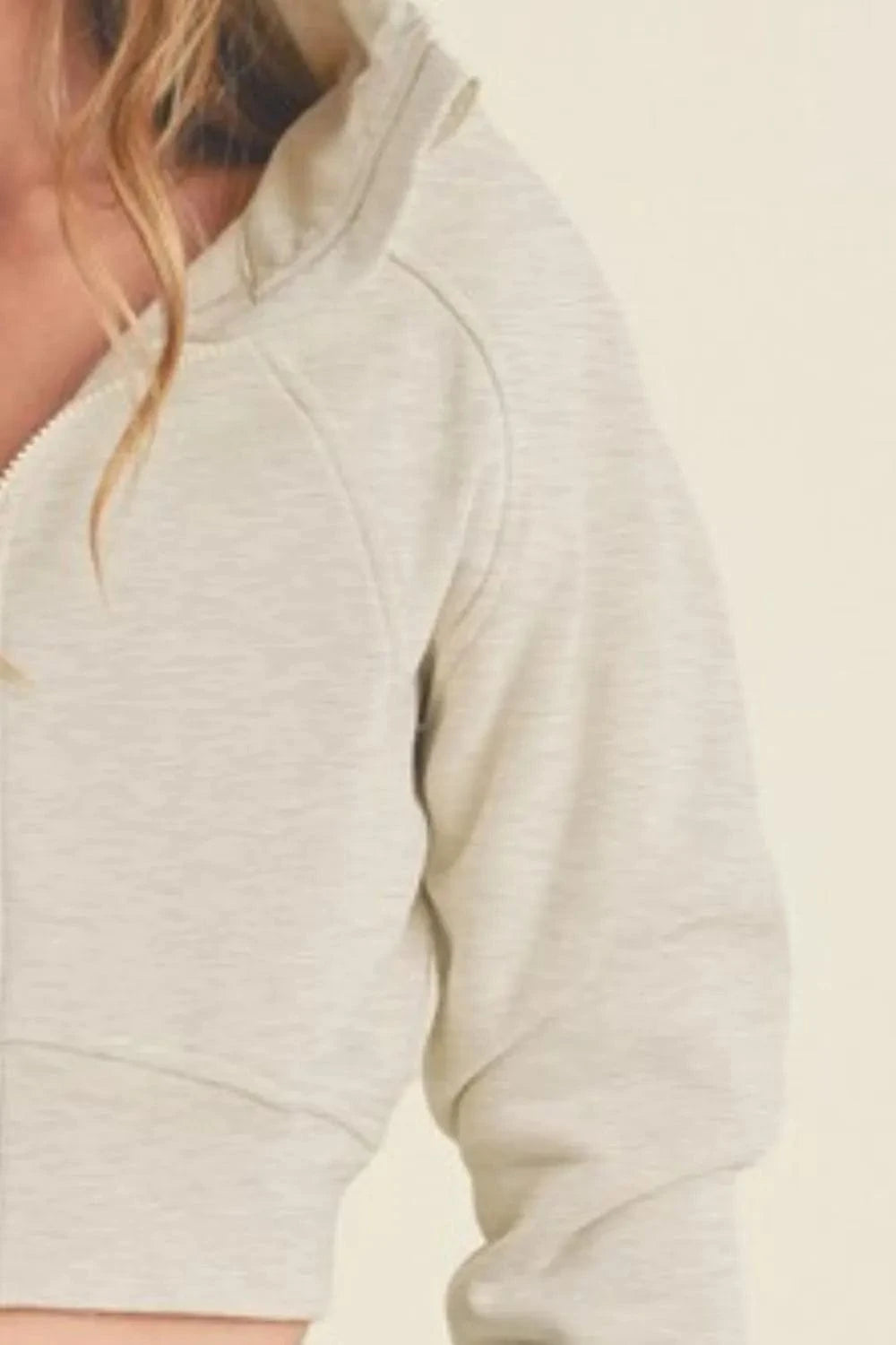 Aemi+Co Sweatshirts & Hoodies Aemi + Co Zip Up Raglan Sleeve Cropped Hoodie