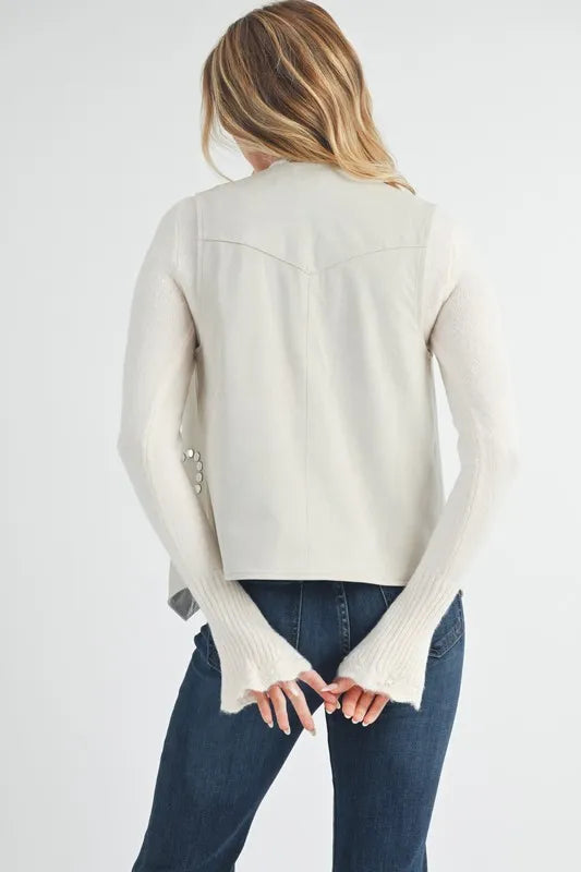 Aemi+Co Vests Aemi + Co Heart Rivet Detail Suede Vest Coat