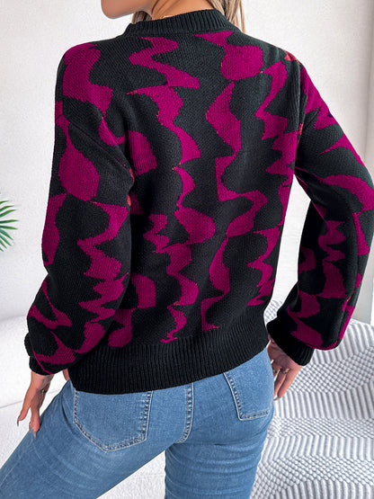 Round Neck Long Sleeve Sweater - Fashorio