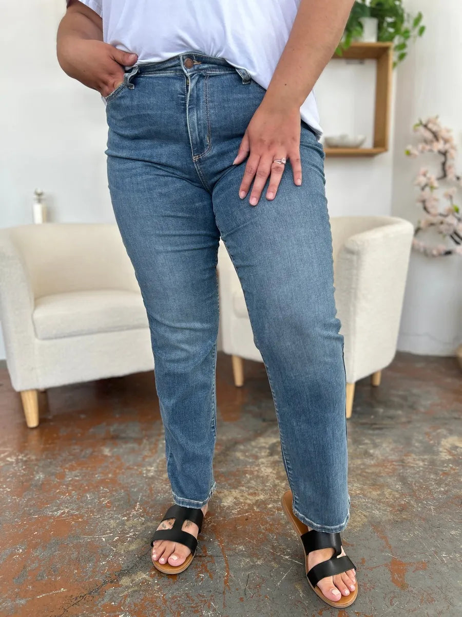 Judy Blue Full Size High Waist Straight Jeans - Fashorio