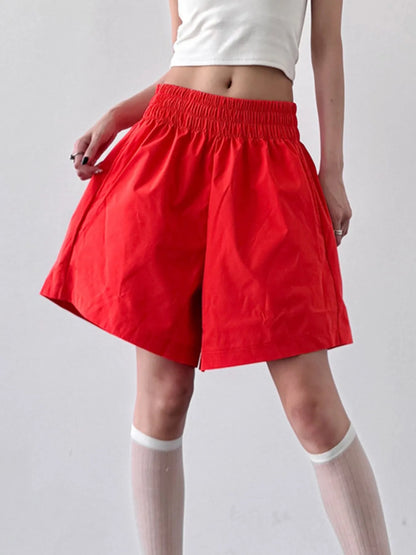 Smocked Wide-Leg Shorts - Fashorio