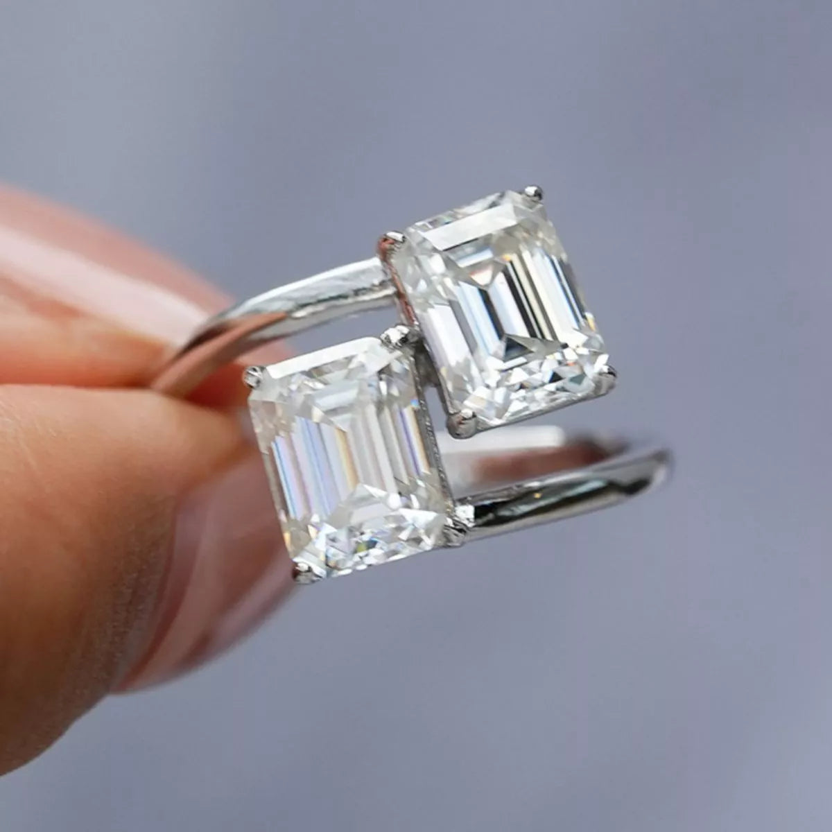 Side profile of the sterling silver bypass ring