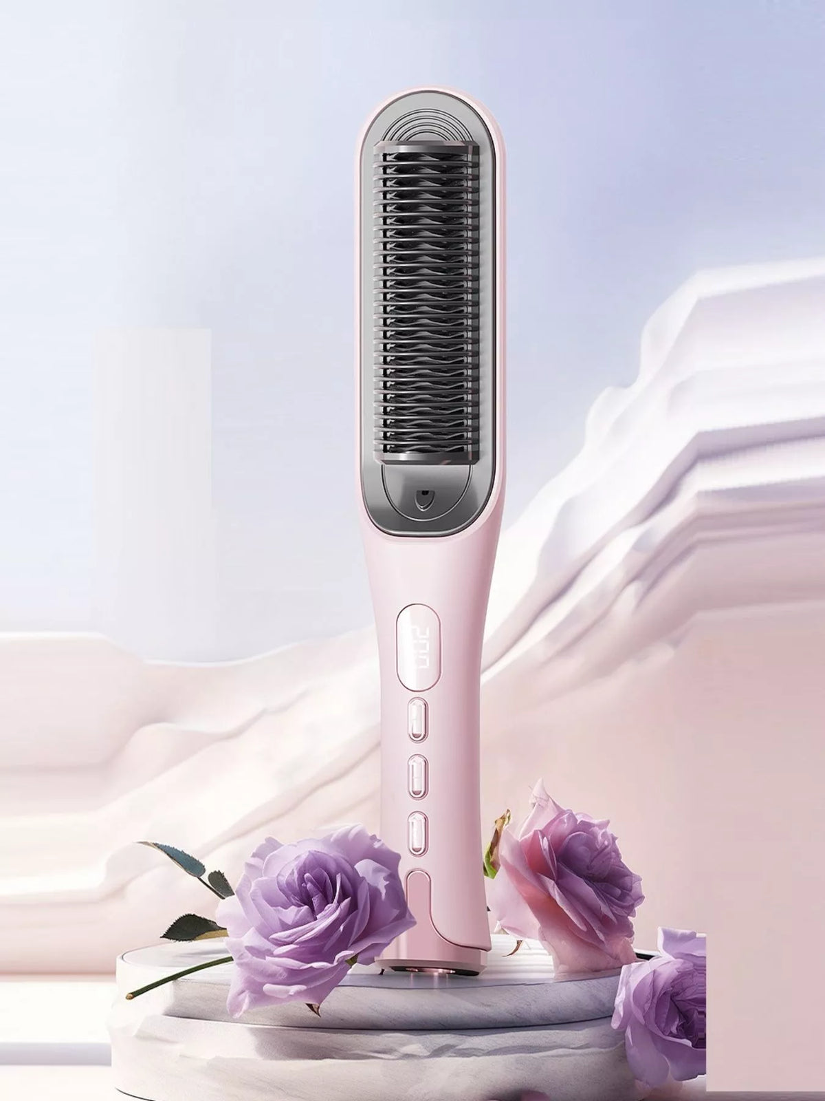 Pink fast heating straightening comb front view