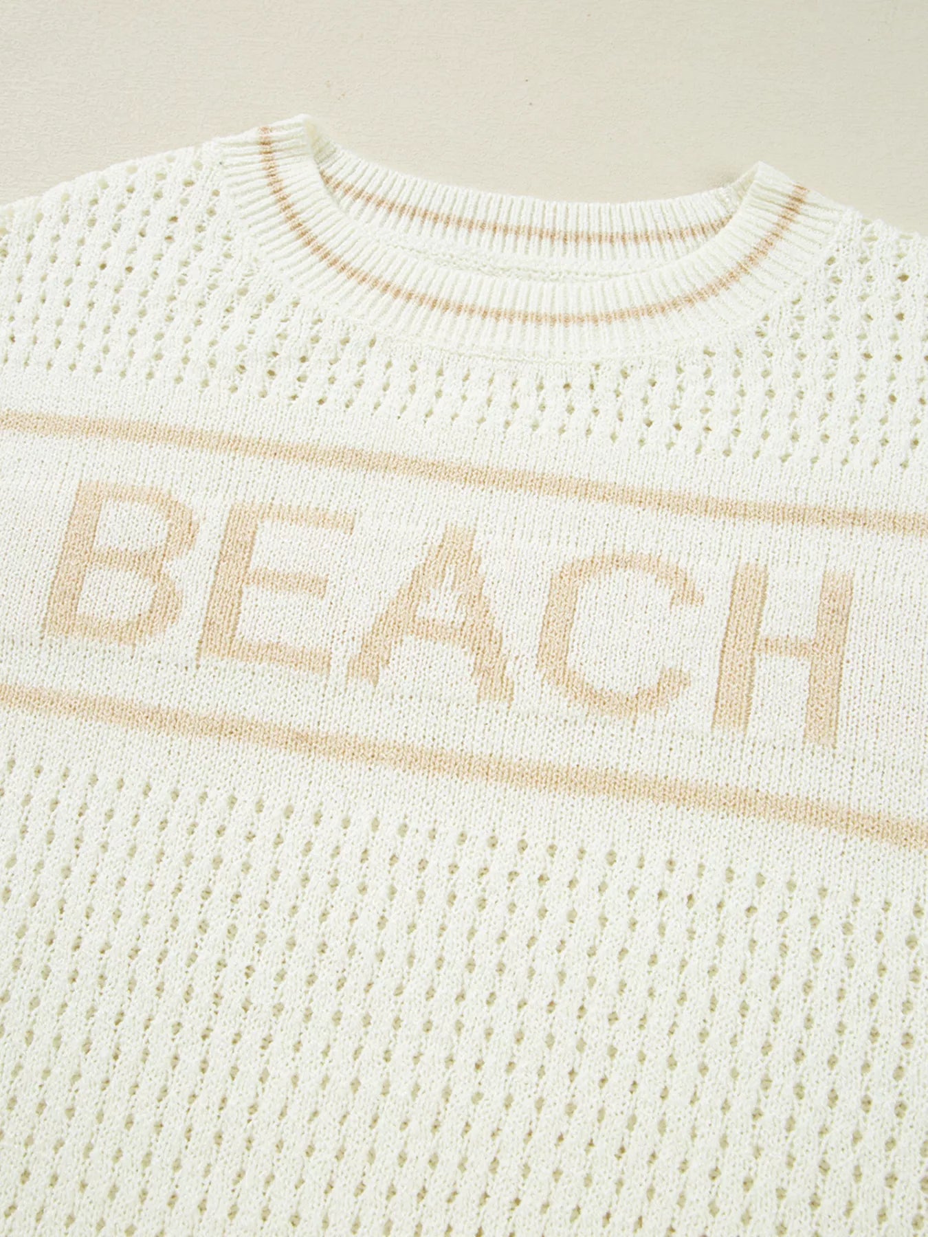 BEACH Hollow Out Knitted Lightweight Dolman Sweater - Fashorio