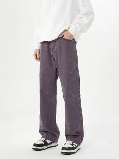 Men's Full Size Washed Straight Leg Jeans Plus Size - Fashorio