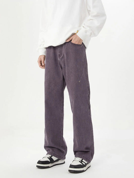 Men's Full Size Washed Straight Leg Jeans Plus Size - Fashorio