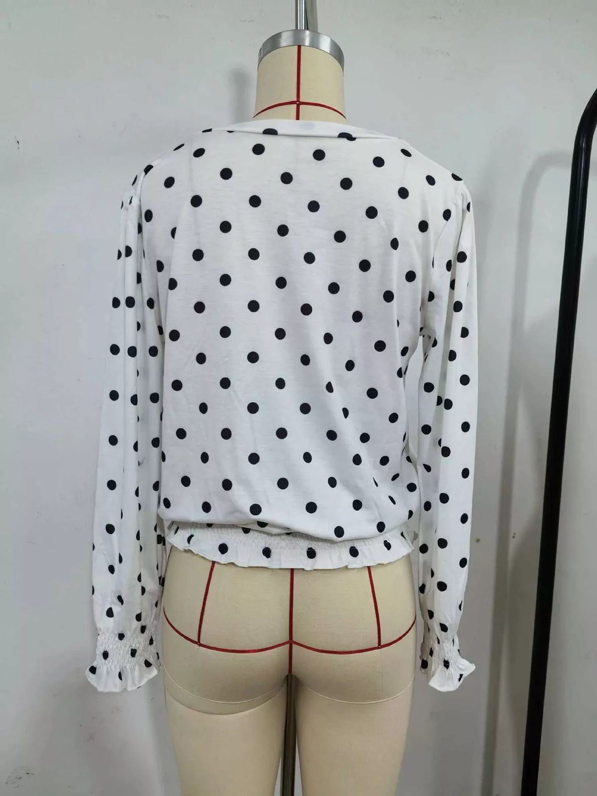 Close up of the v neckline