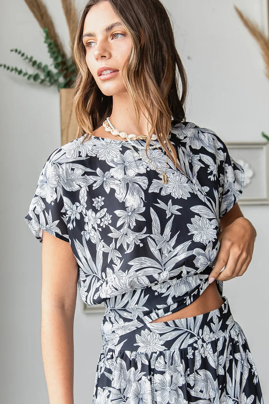 Mittoshop Tropical Print Top and Skirt Set - Fashorio