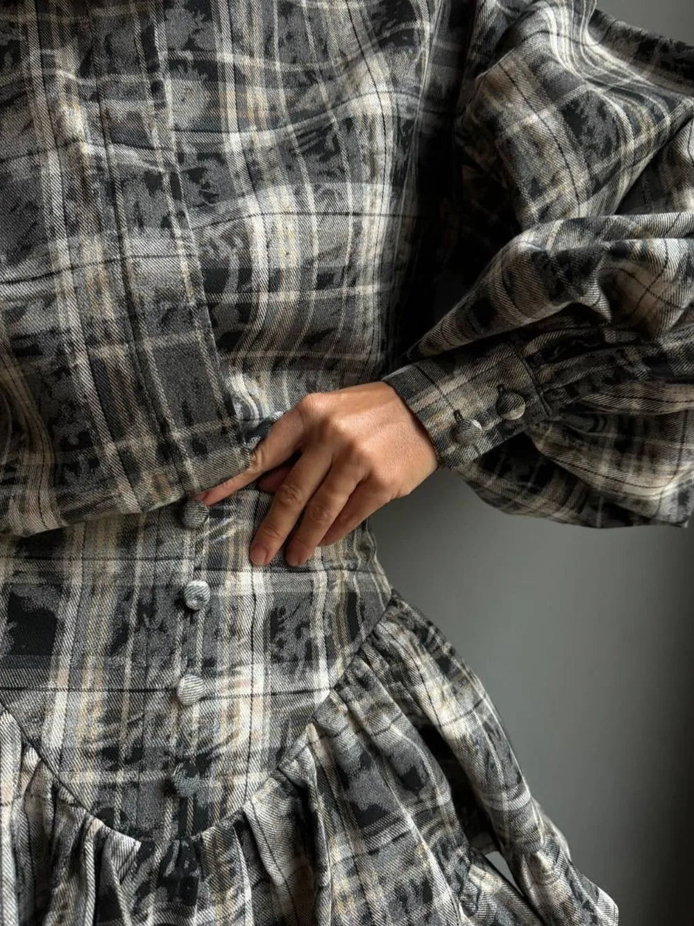 Lantern Sleeve Shirt and Ruffled Skirt Set, view 7