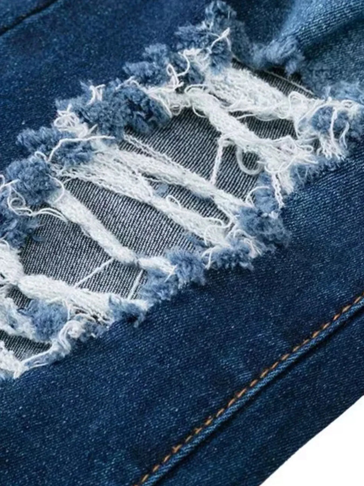 Distressed flare jeans in a darker wash