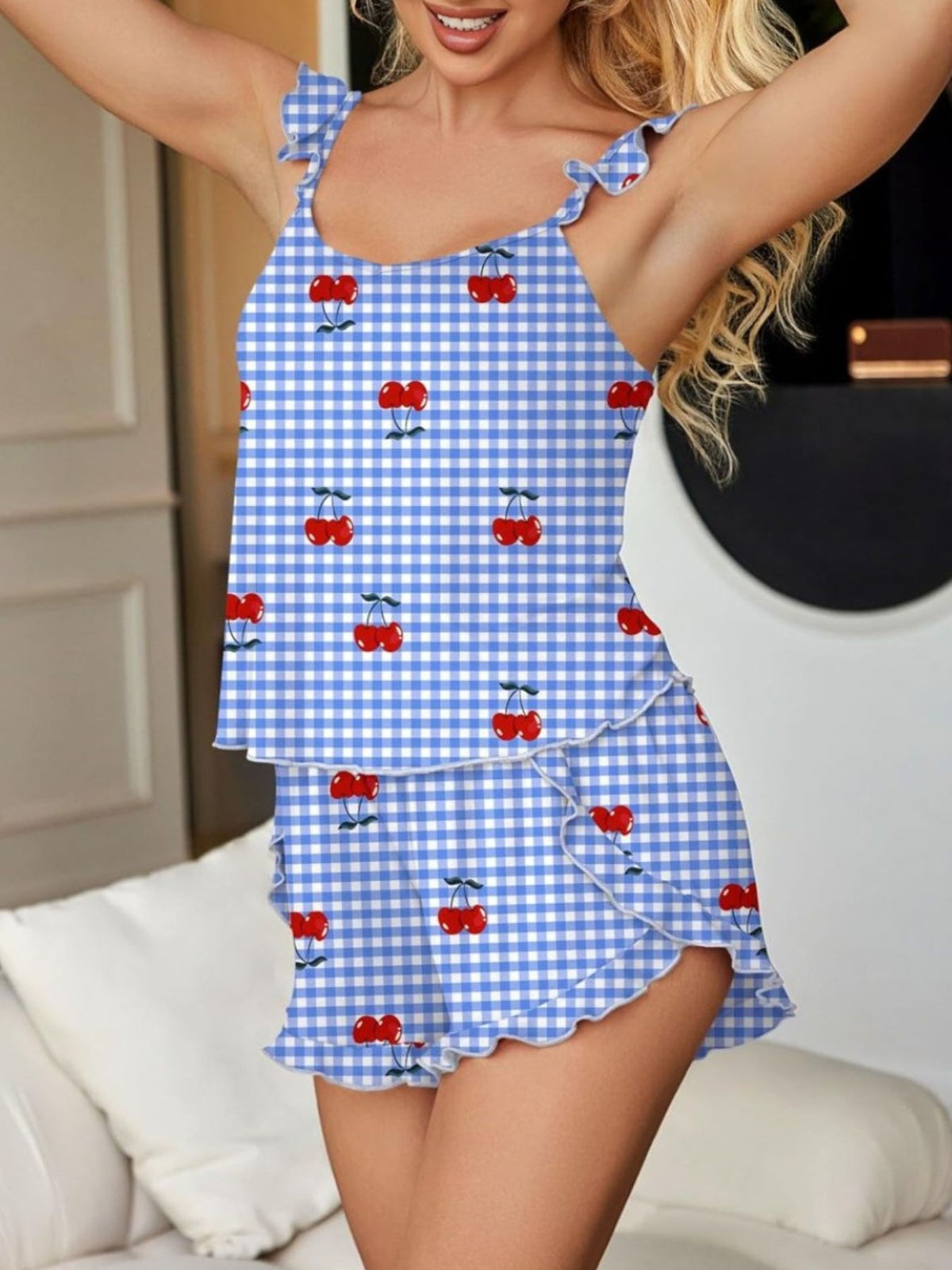 Ruffled Printed Cami and Shorts Set, view 11