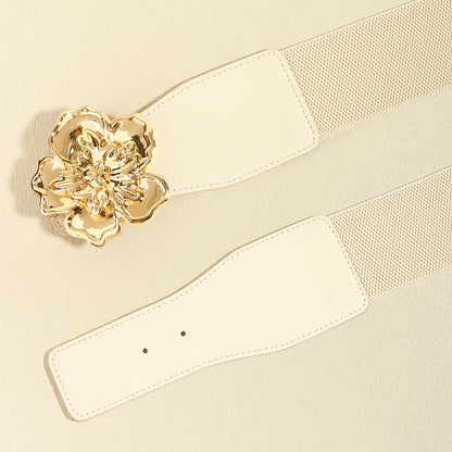 Flower Alloy Buckle Elastic Belt - Fashorio