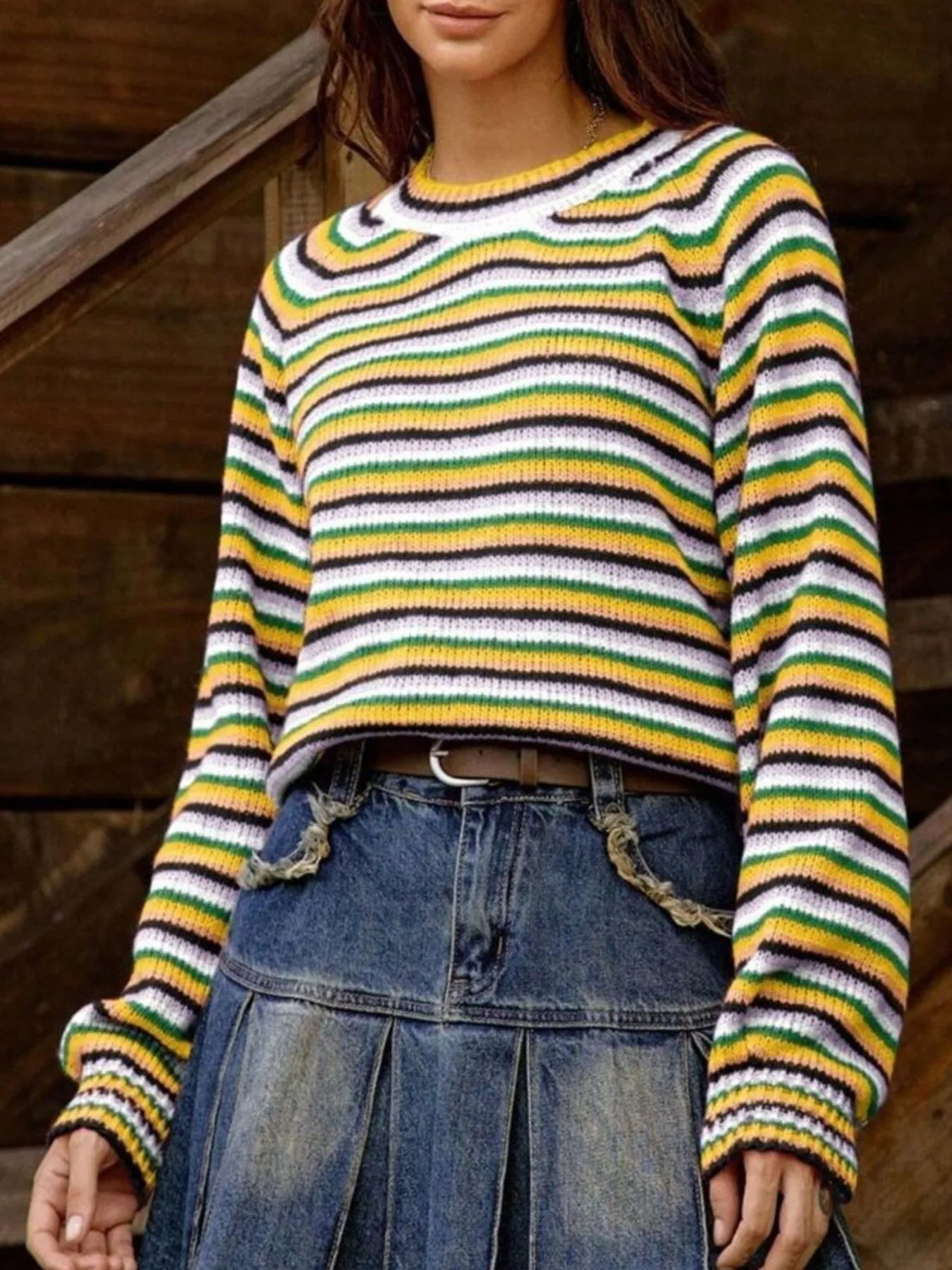 Rainbow Striped Pullover Sweater - Fashorio